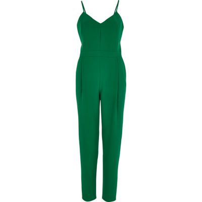 Green tapered jumpsuit